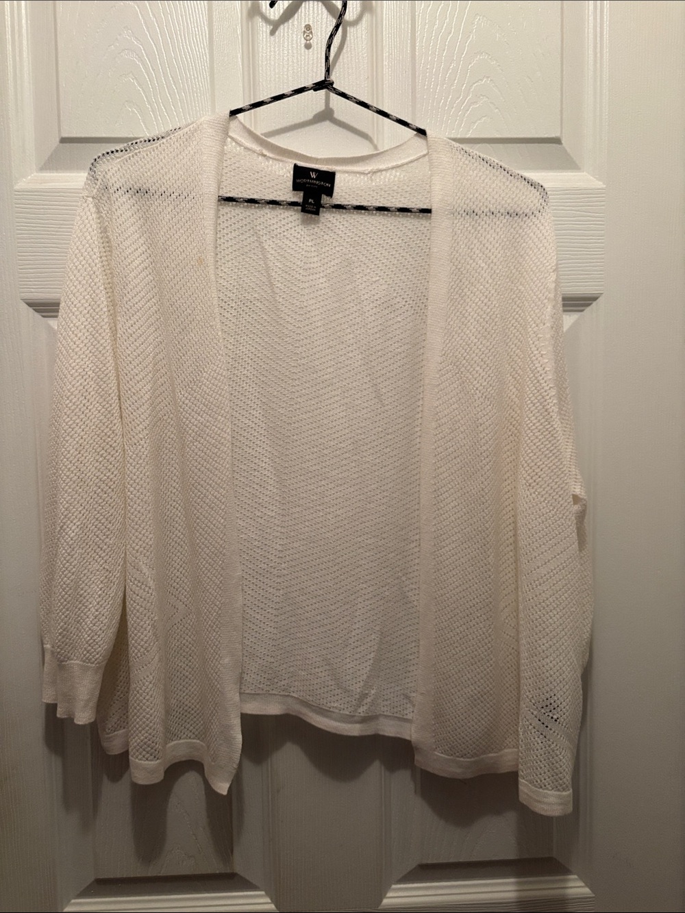 Worthington Cream Open-Front Knit Cardigan